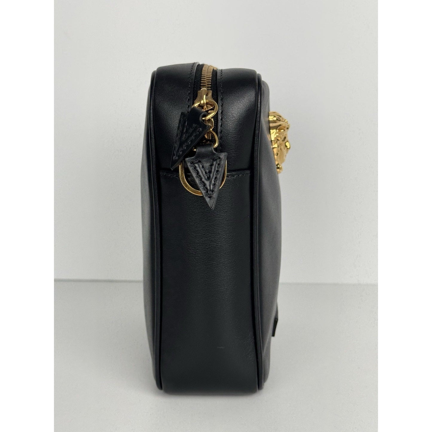 Versace La Medusa Black Leather Crossbody Bag with Gold Hardware D-1