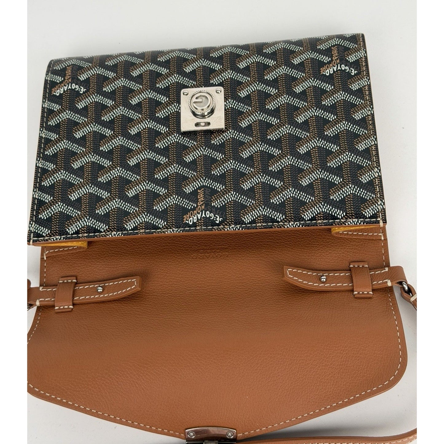Goyard Goyardine Calfskin Chypre Wallet Pouch in Black and Gold Coated Canvas E1