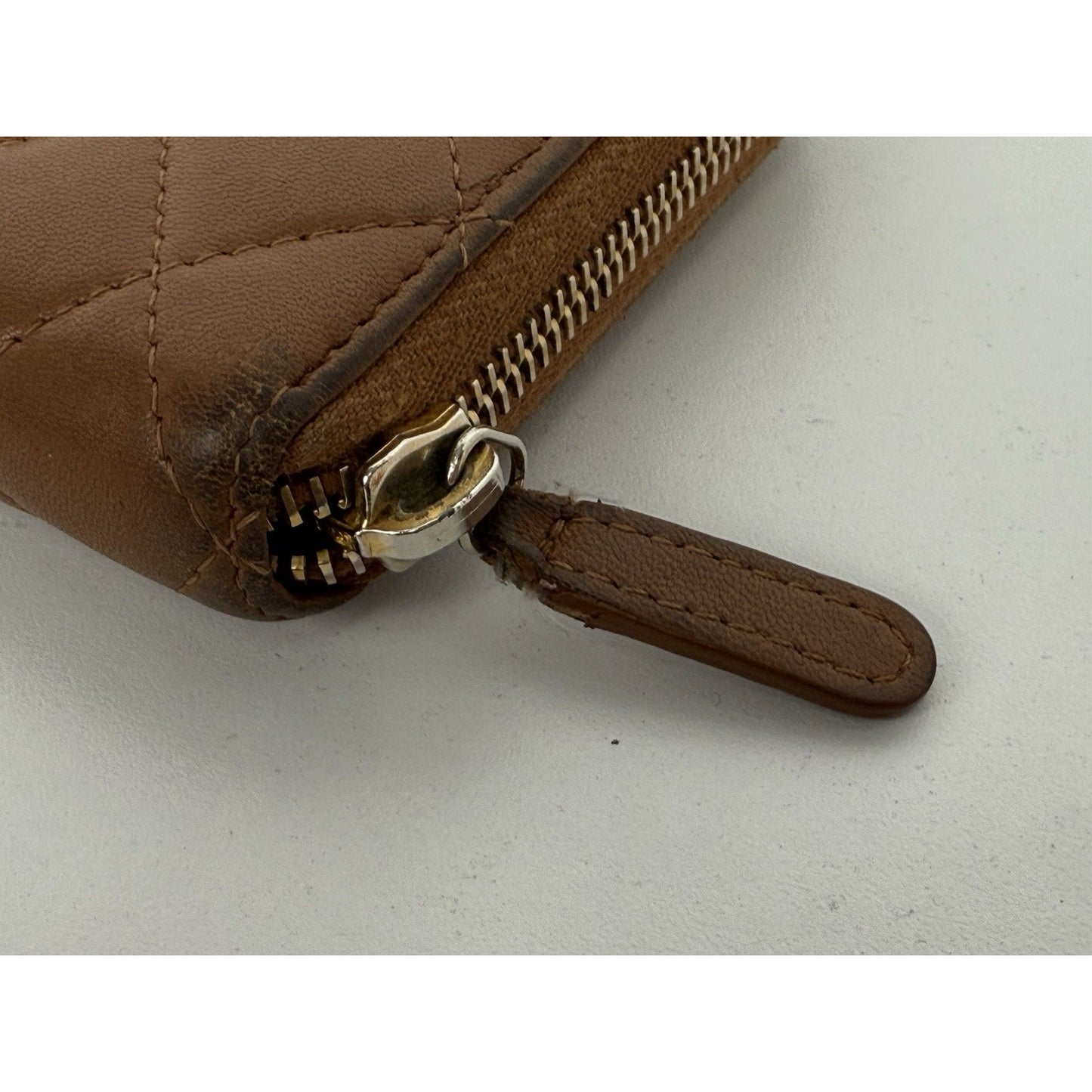 Chanel Timeless Quilted Leather Zip Around Wallet Brown with Gold Hardware