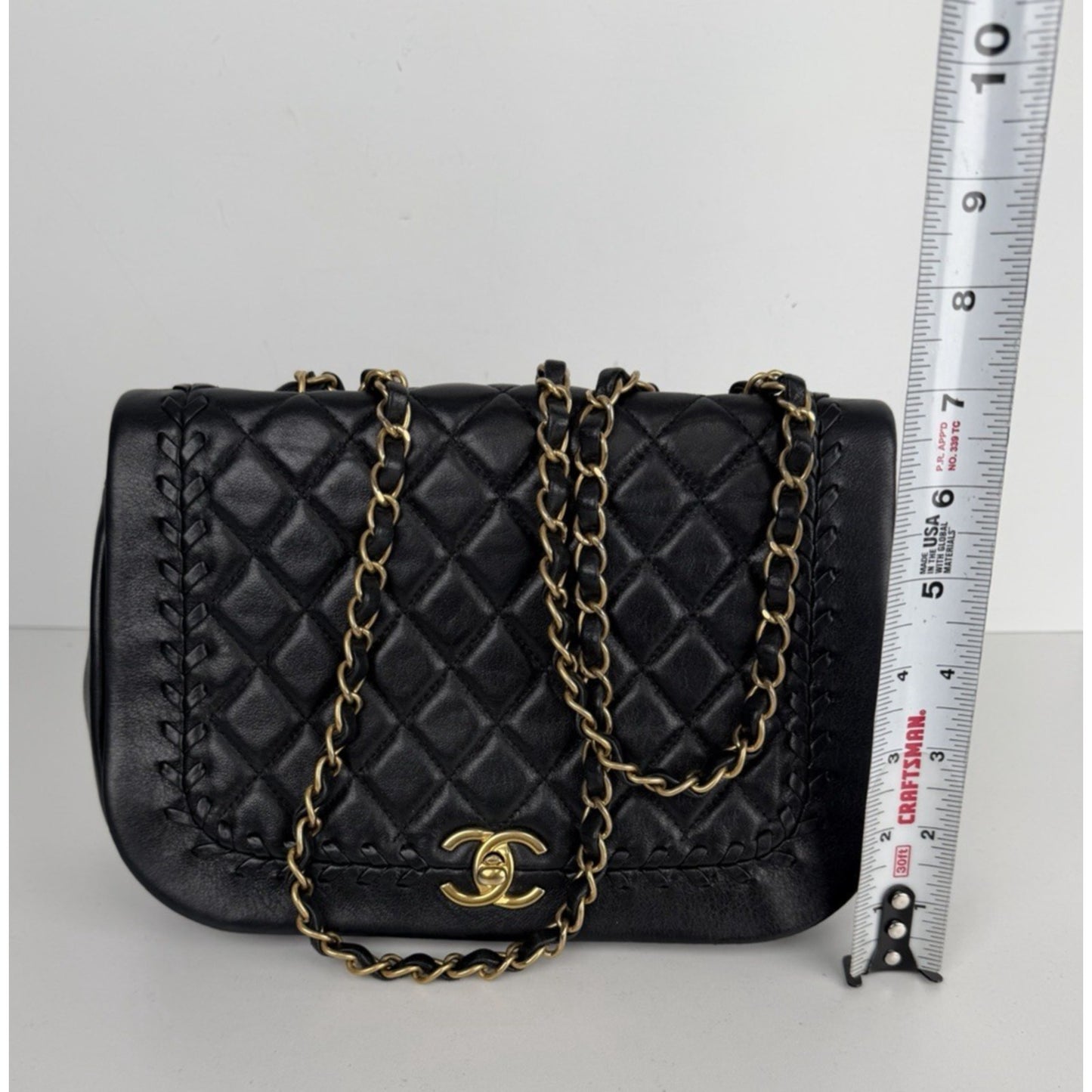 Chanel Braided Saddle Flap Bag in Quilted Black Leather & Gold Hardware 2018 C5