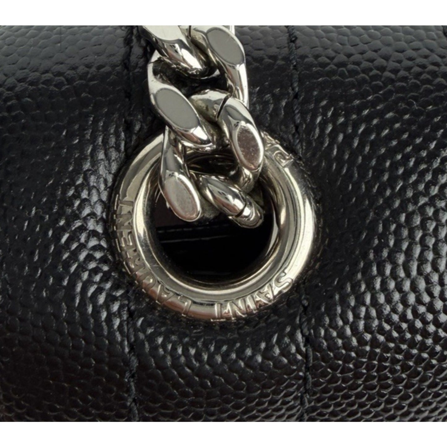 Saint Laurent Envelope Medium Chain Bag in Black Grain de Poudre Leather C6
