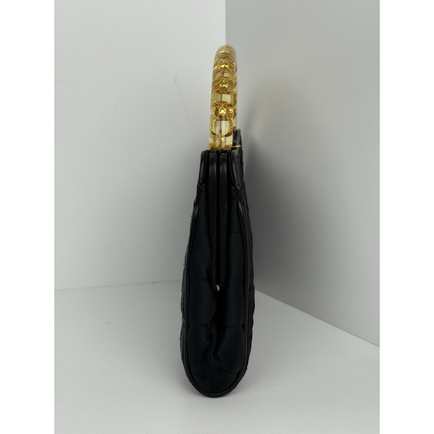 Chanel Vintage Small Fabric Top-Handle Bag with Amber Resin Chain