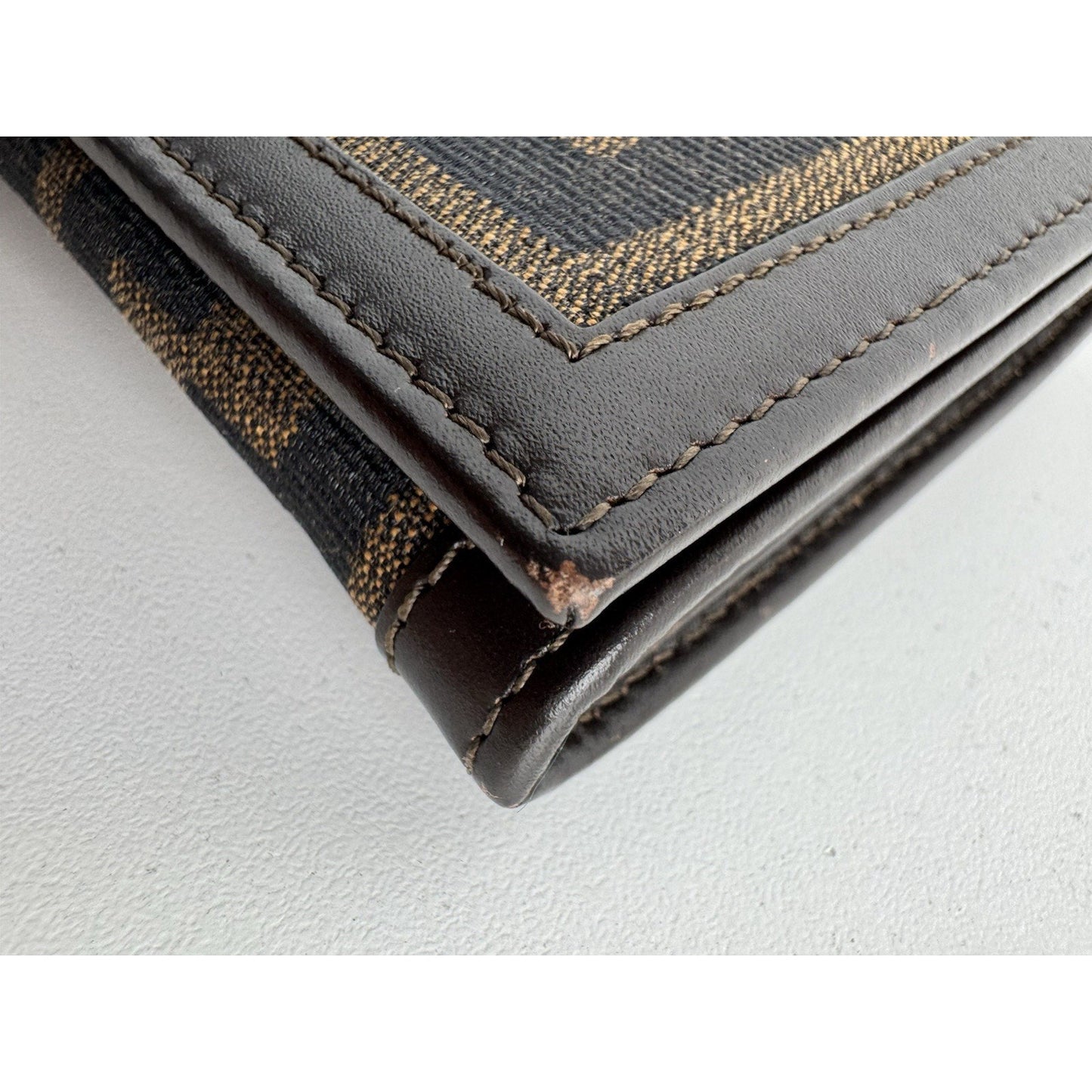 Fendi Zucca Long Vintage Wallet in Brown FF Monogram Canvas with Leather Trim K2