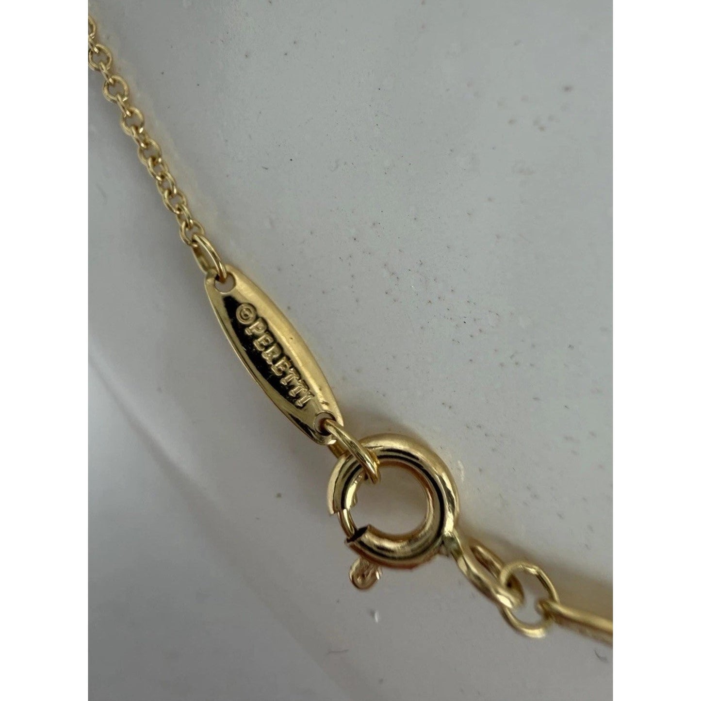 Tiffany & Co. Elsa Peretti 18k Yellow Gold & Diamond Pendant Necklace 16 In