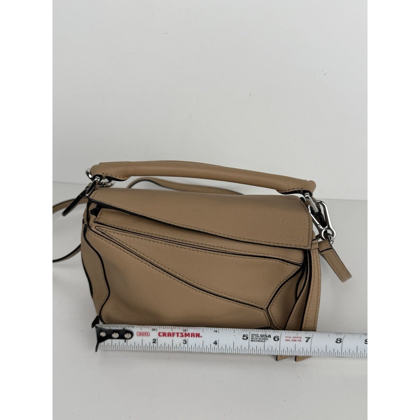 Loewe Puzzle Mini Crossbody Bag in Sand Mink Calfskin Leather C3