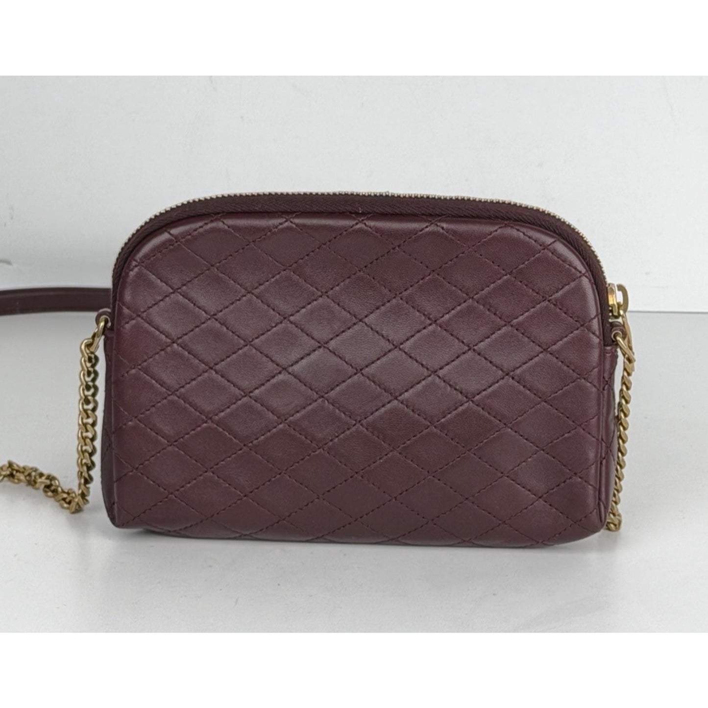 Saint Laurent Gaby Mini Bag Diamond-Quilted Leather Crossbody in Burgundy S07