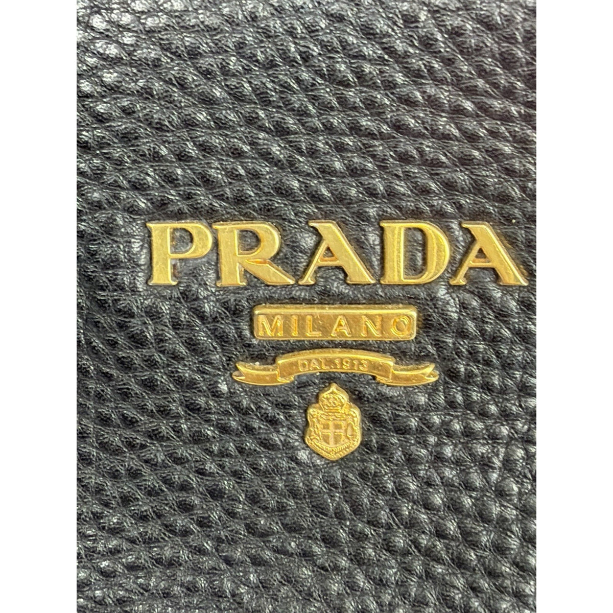 Prada Vitello Daino Medium Top Handle Bag in Black Leather Gold-Tone Hardware E6