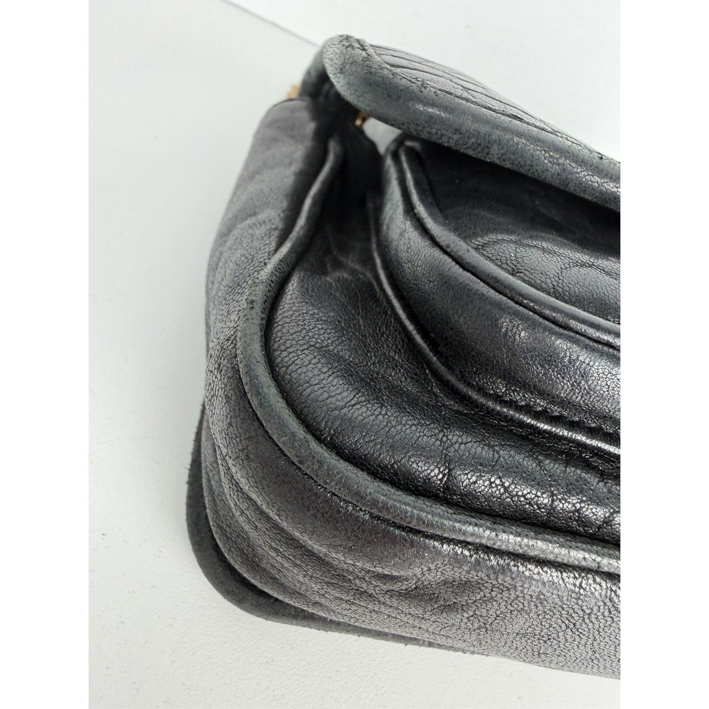 Saint Laurent Niki Mini Shoulder Bag in Black Crinkled Vintage Leather B-6