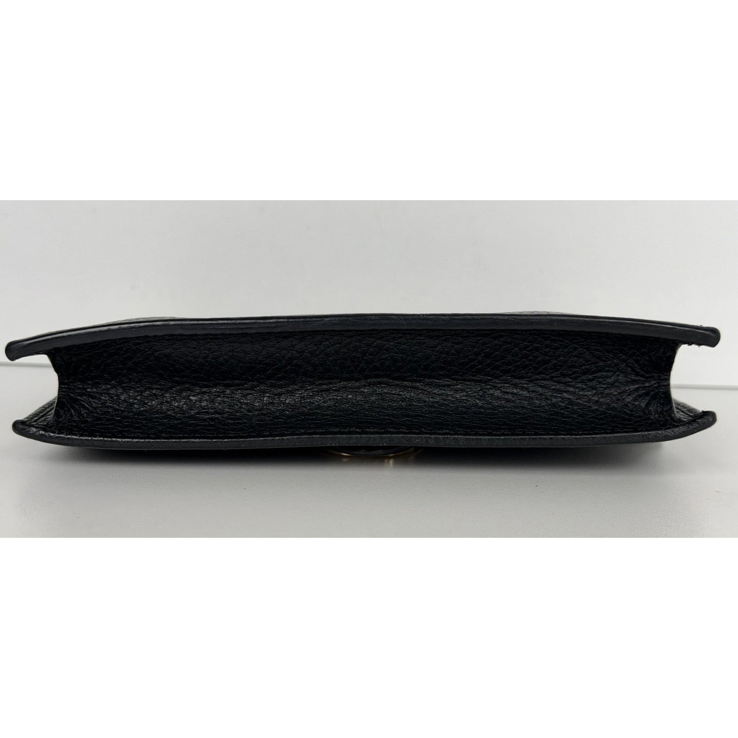 Gucci Pebbled Leather Interlocking G Chain Wallet Clutch Bag&Gold Hardware S