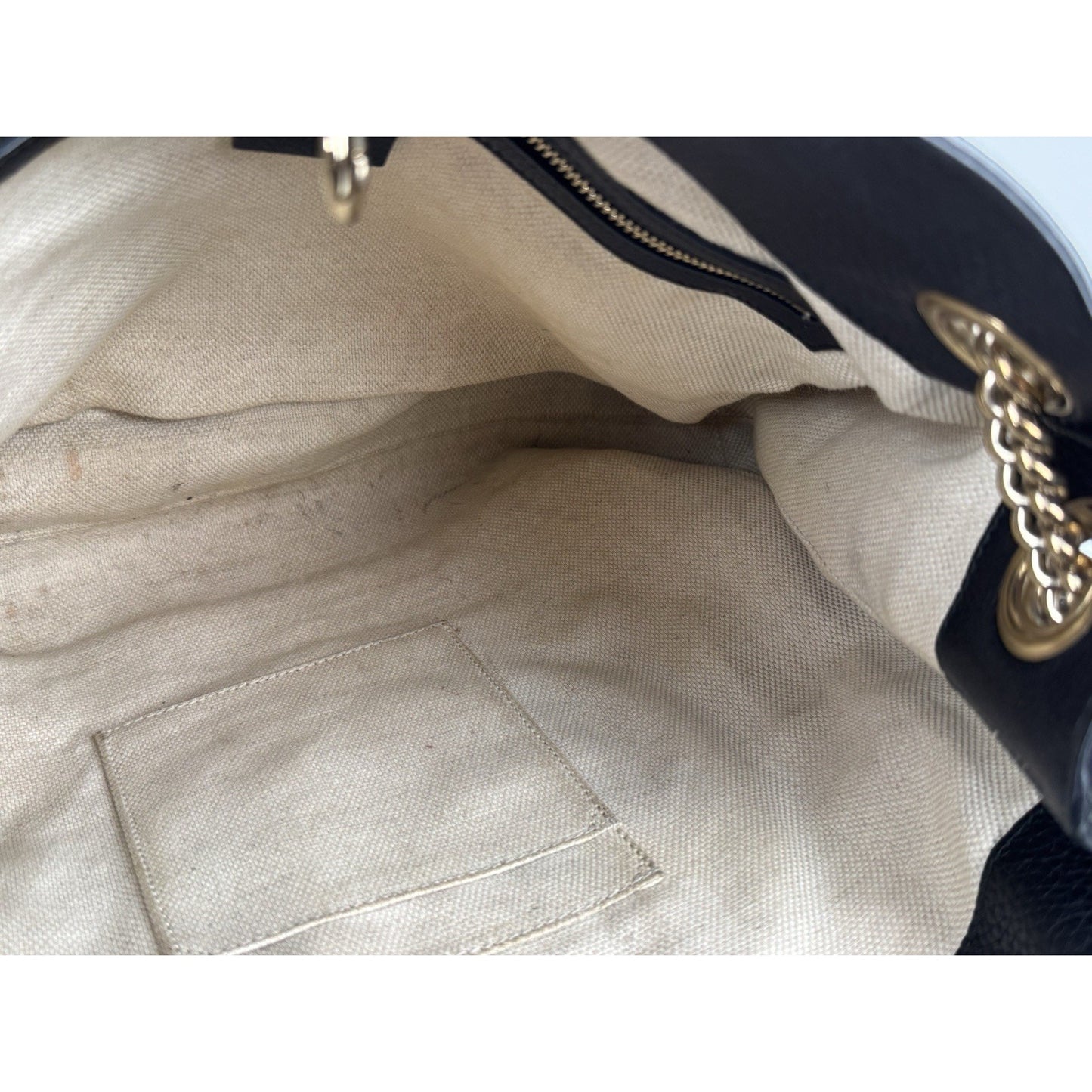 Gucci Soho Black Pebbled Leather Chain Tote Bag C-7