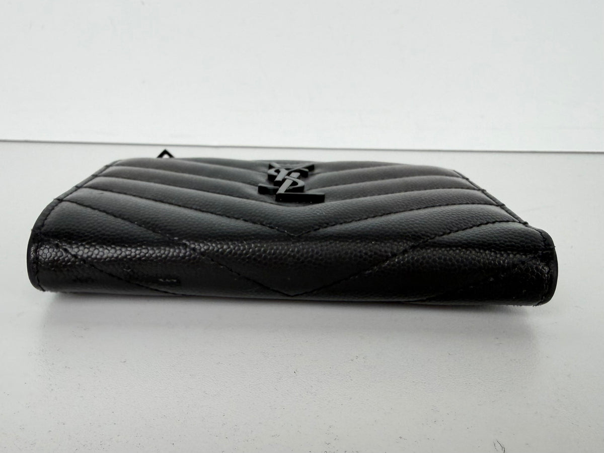Saint Laurent Cassandre Matelasse Zipped Fragments Card Case Wallet K-1
