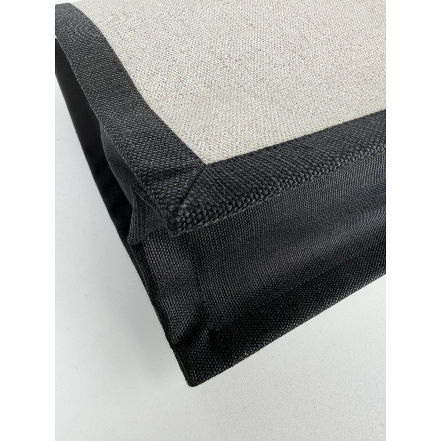 Saint Laurent Rive Gauche North/South Vertical Tote Bag White & Black Canvas S06