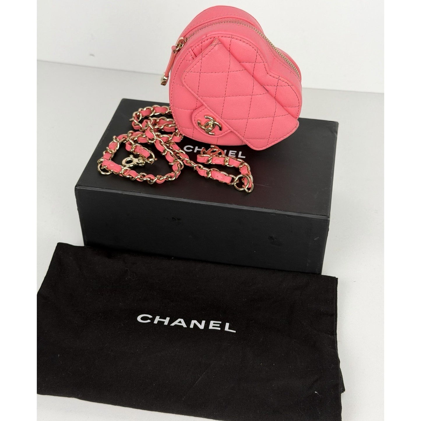 Chanel CC In Love Heart Waist Belt & Shoulder Bag in Pink Quilted Lambskin E-2