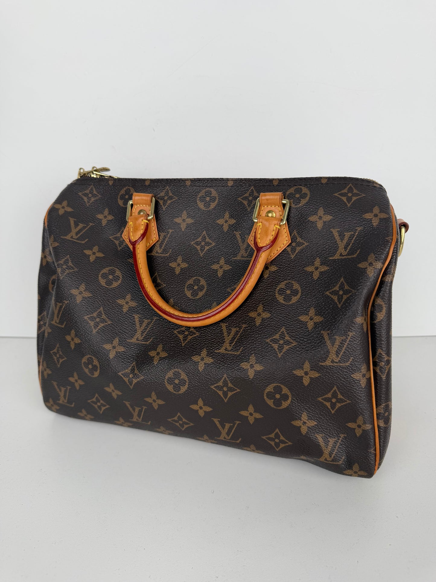 Louis Vuitton Monogram Speedy 30 Handbag in Brown LV Monogram Coated Canvas 2016 YE-8