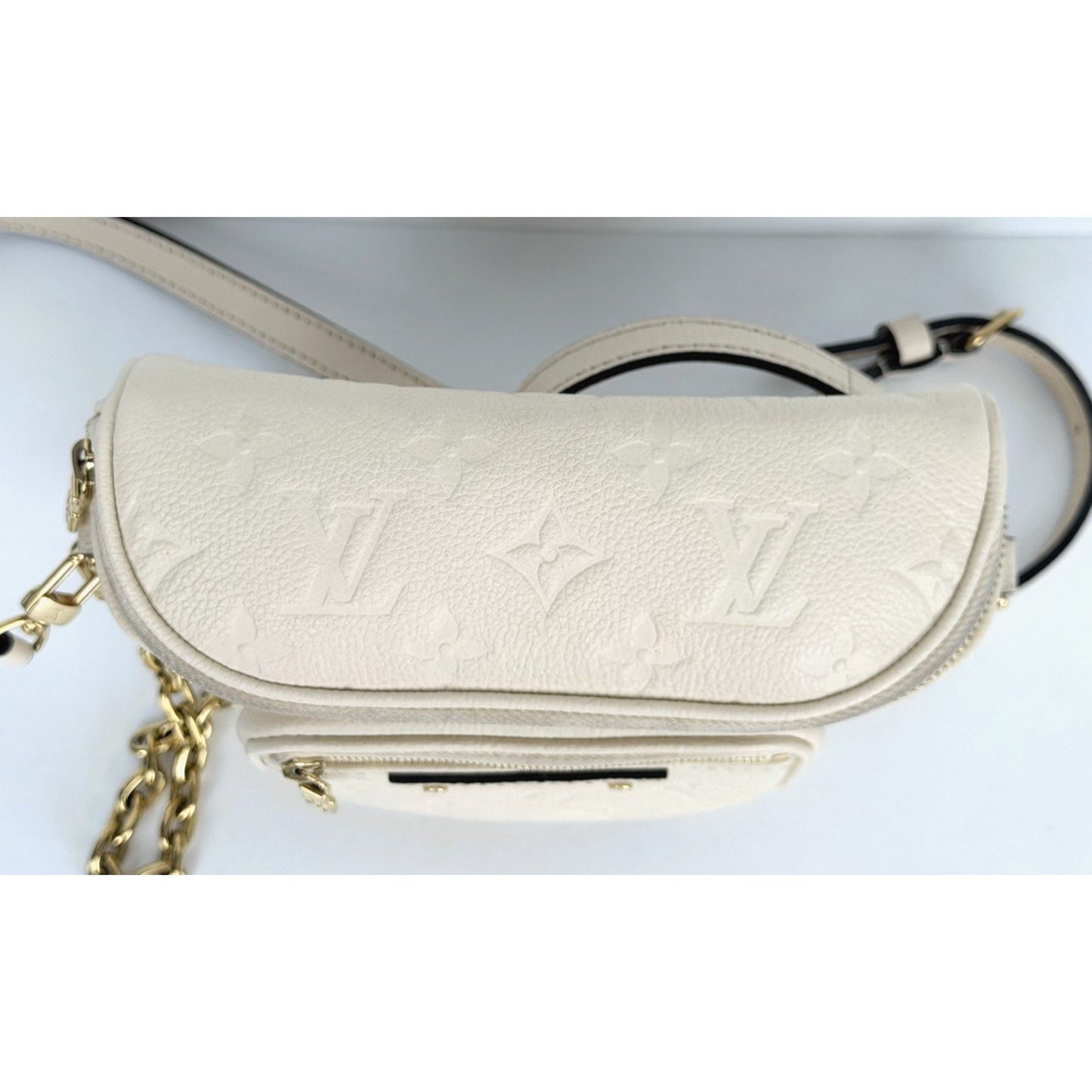 Louis Vuitton Mini Bumbag in Cream Embossed Monogram Empreinte Leather NFC U1