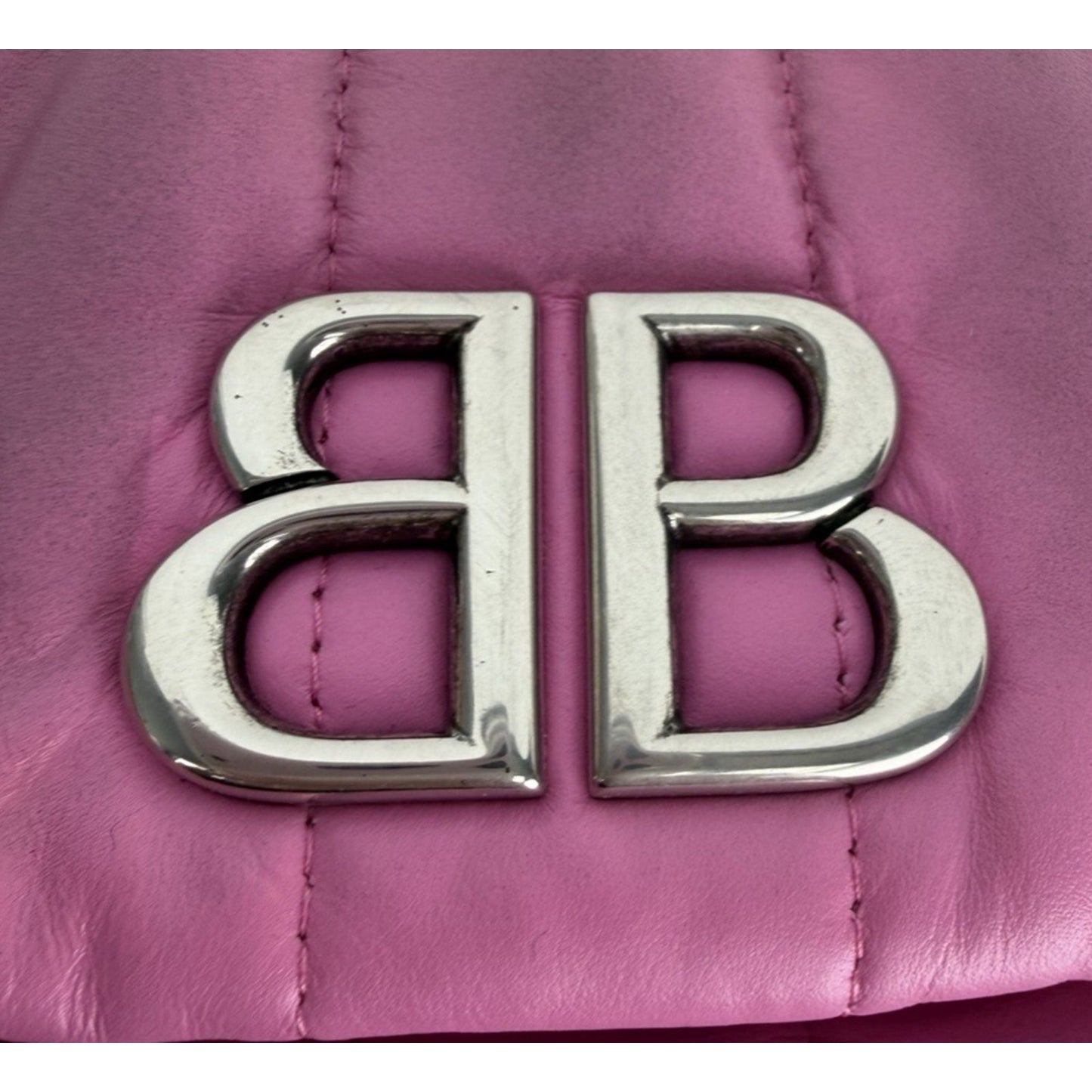 Balenciaga Monaco Small Bag in Pink Quilted leather Silver HW D-1