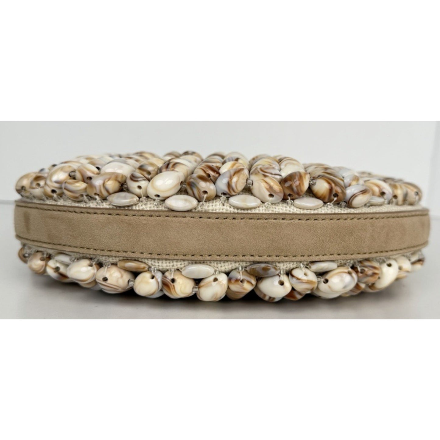 Balmain Ebene Mini Bag with Resin Top-Handle Beaded with Shell Embellishments E5