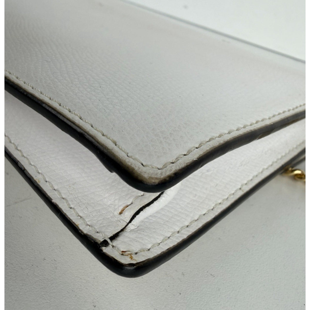 Fendi F is Fendi Envelope Wallet on Chain Crossbody Bag in White Leather S-08