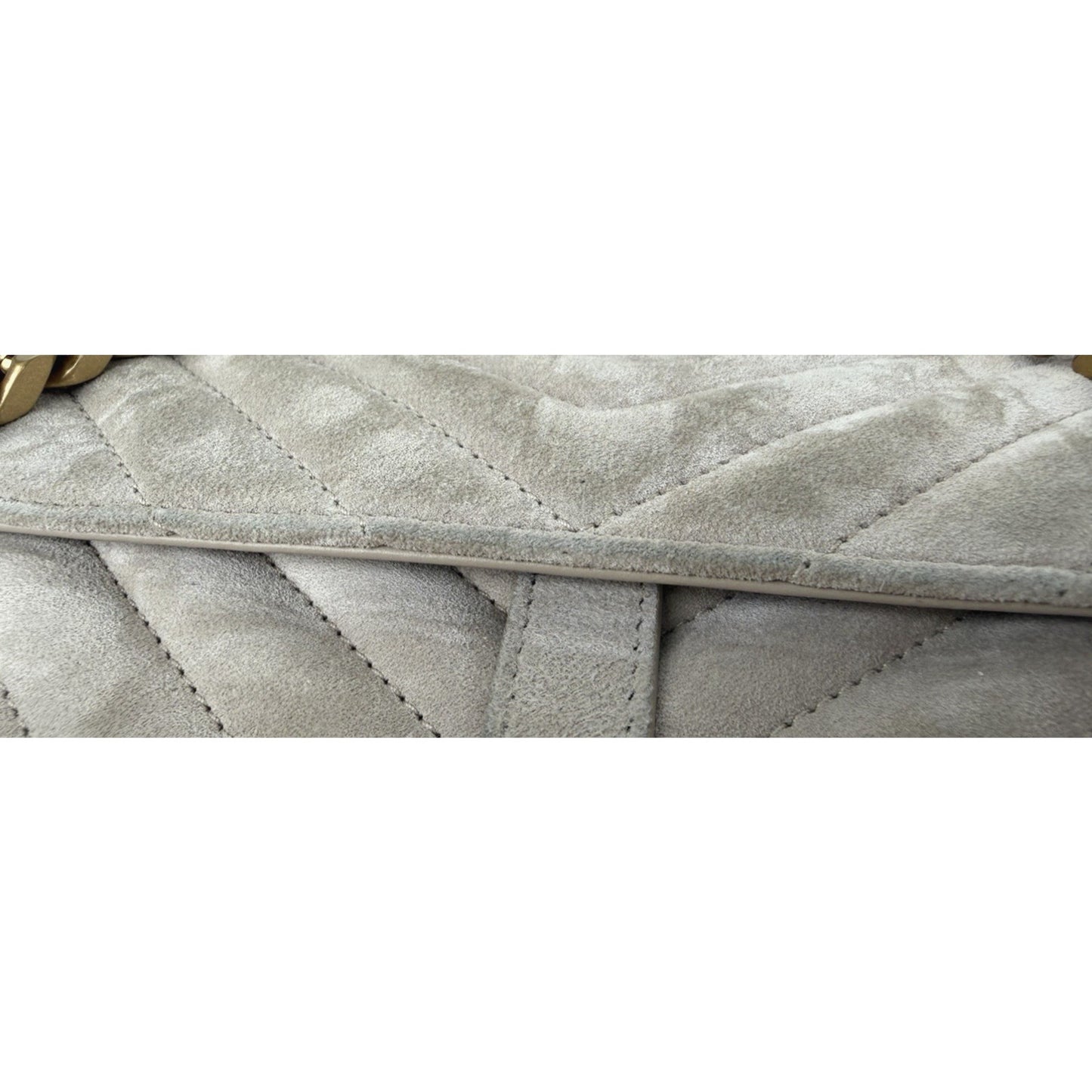 Saint Laurent Medium College Bag in Quilted Taupe Suede S10