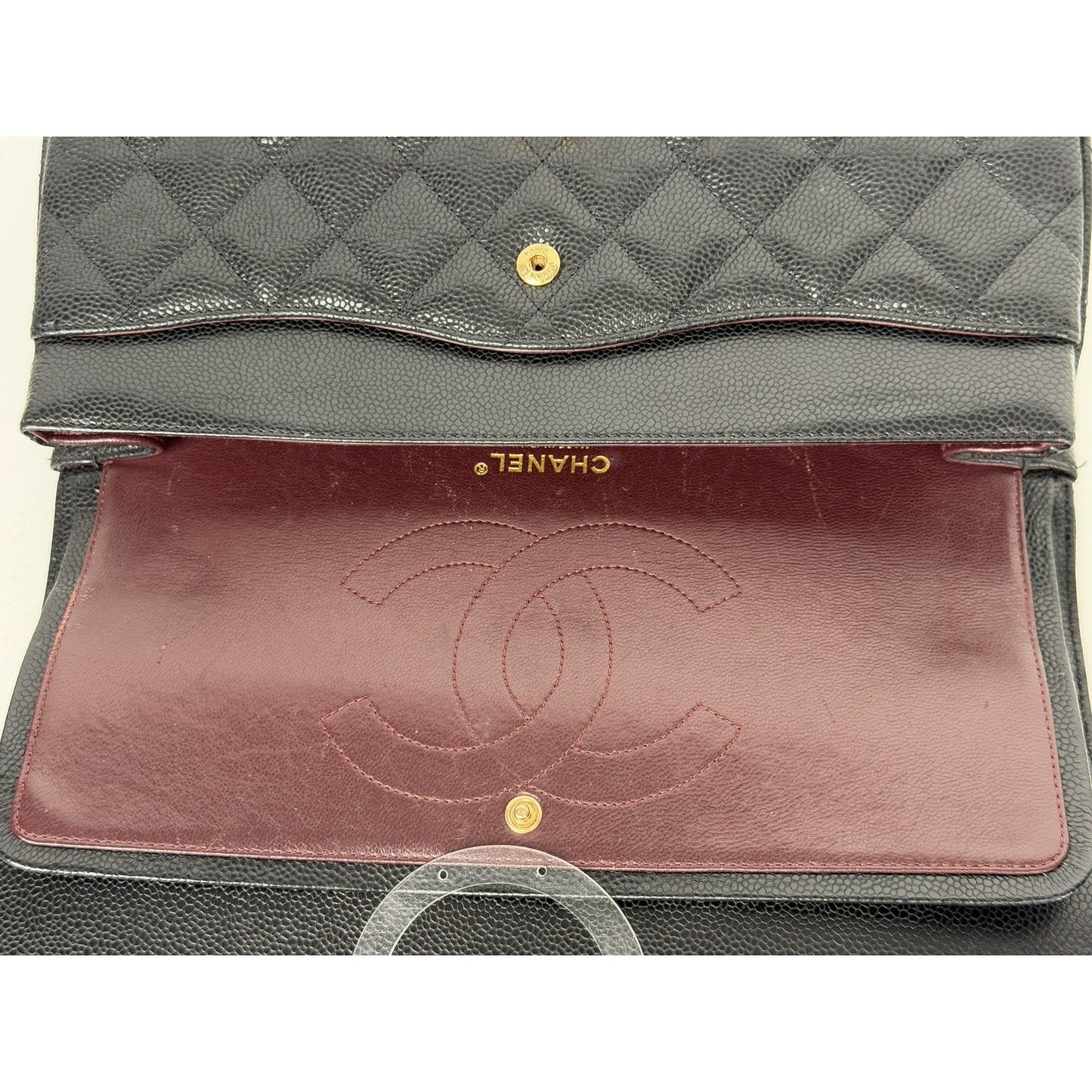 Chanel Classic Caviar Jumbo Double Flap Bag in Black Leather 2009-2010 U1