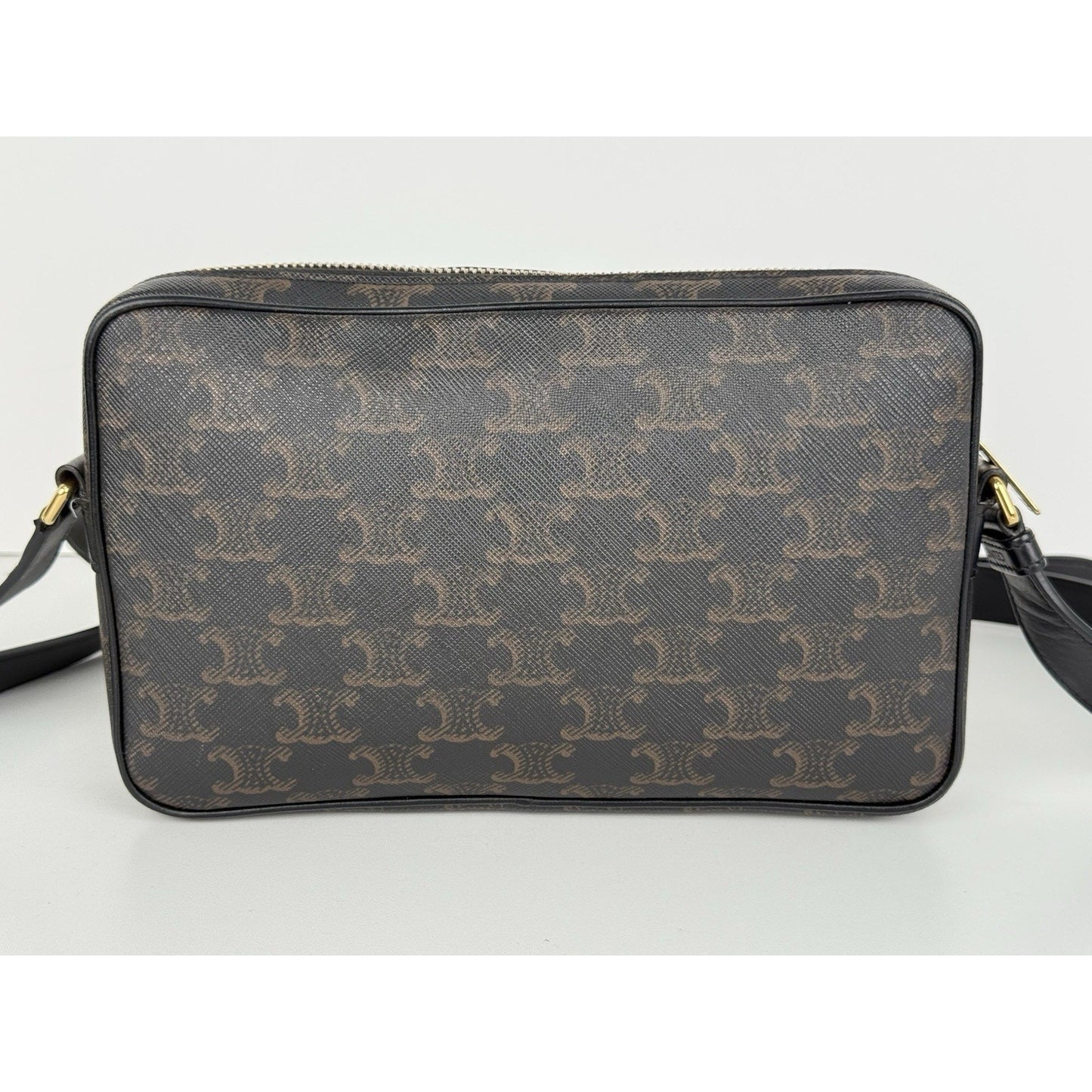 Celine Shoulder Bag Messenger Logo Print Triomphe Leathe