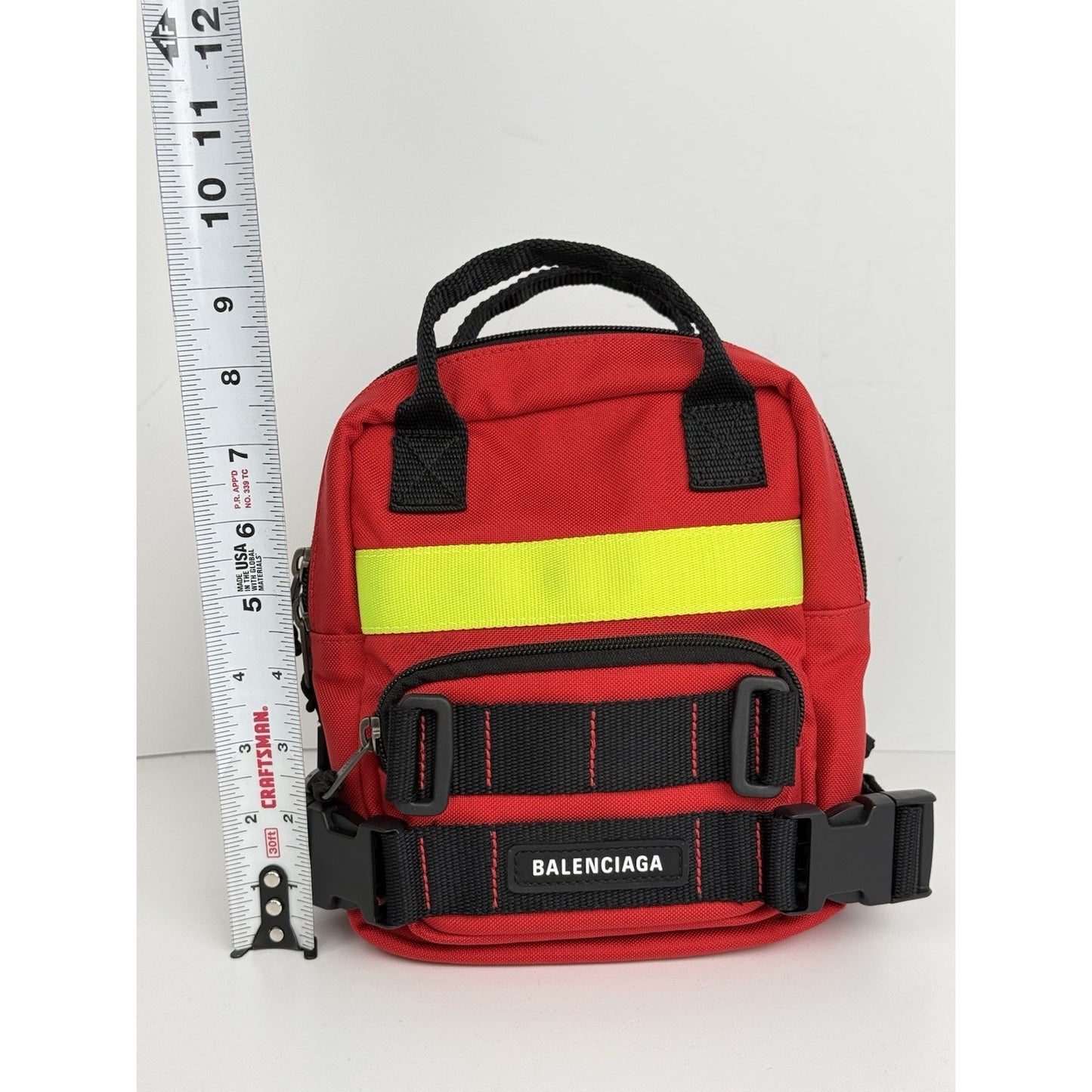 Balenciaga Fireman Backpack with Neon Yellow Reflective Stripe