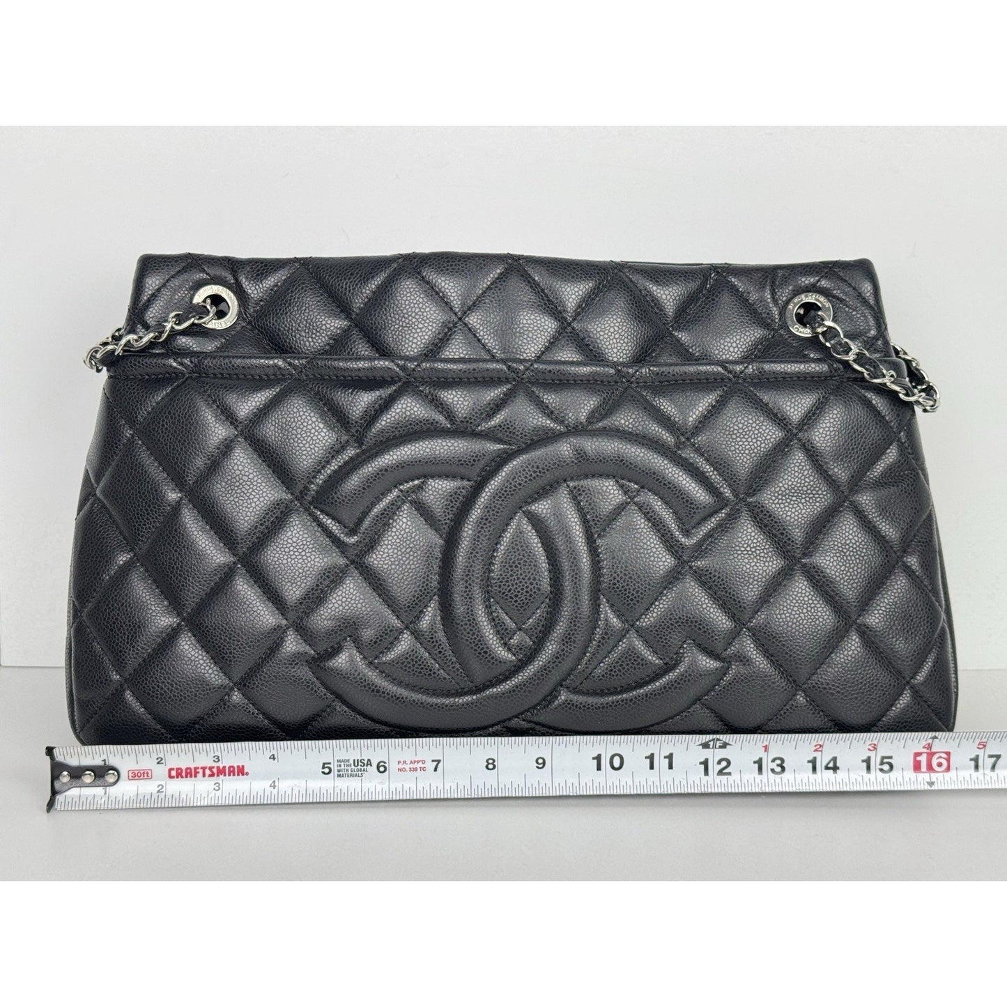 Chanel Timeless CC Soft Tote Bag in Black Quilted Caviar Leather (2012) B-6