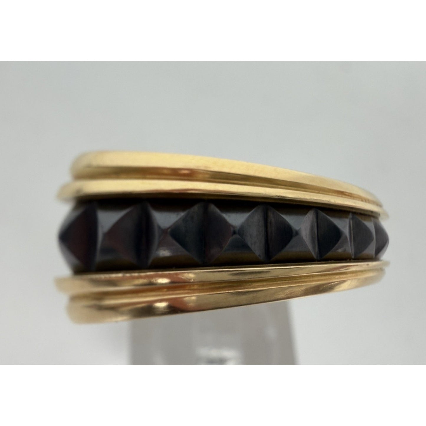 David Yurman Men's Pyramid Signet Ring in Black Titanium with 18K Yellow Gold