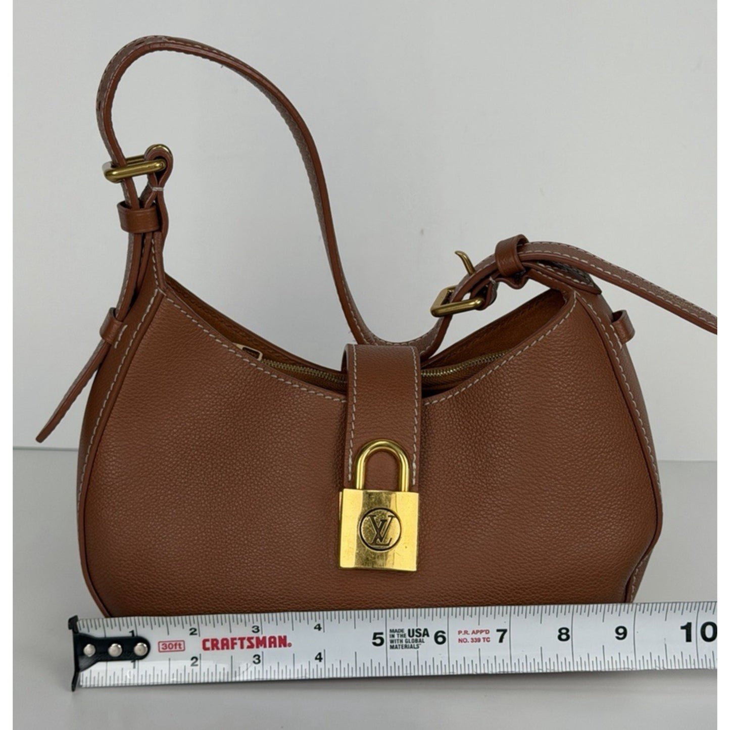 Louis Vuitton Grained Calfskin Low Key Shoulder Bag in Cognac Brown Leather