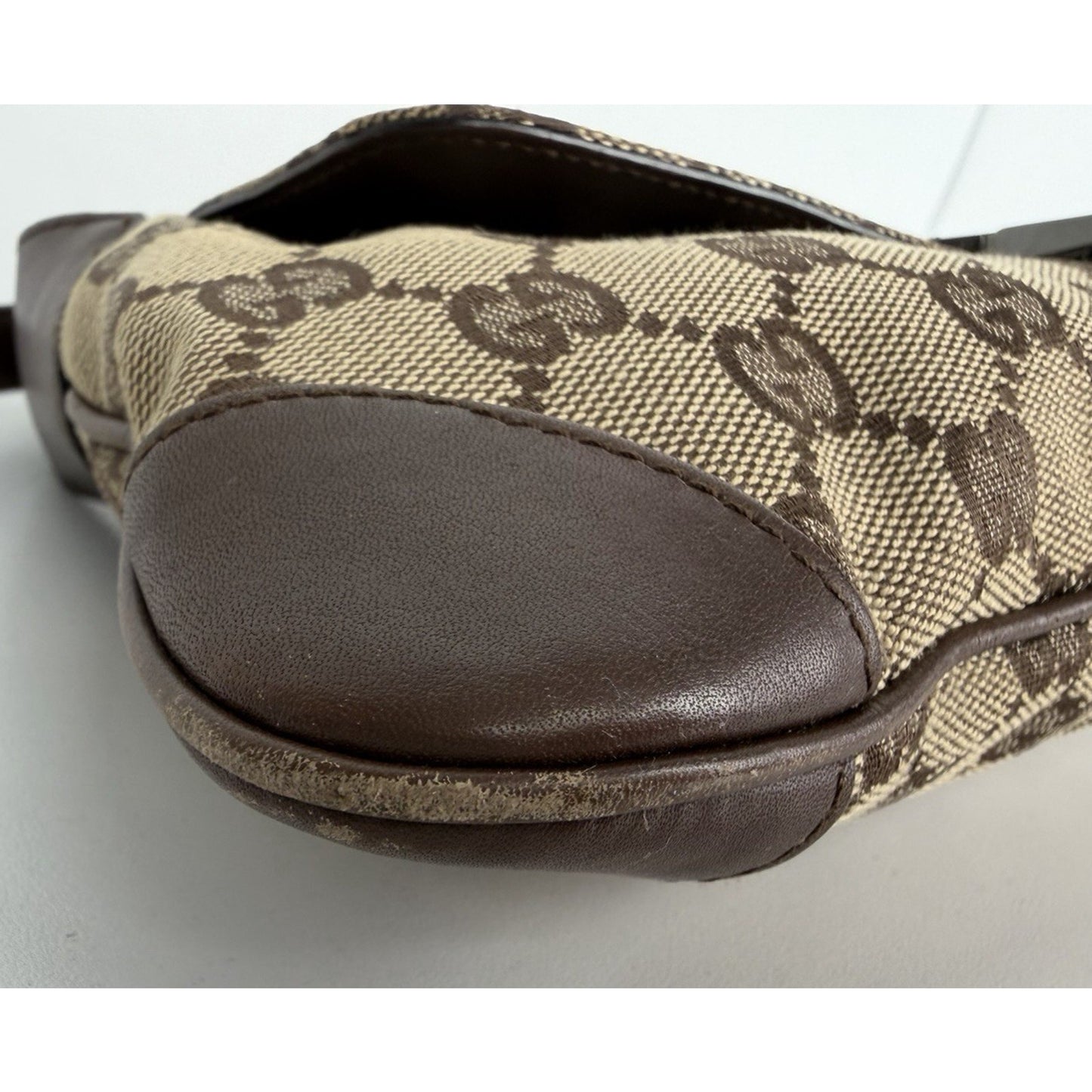 Gucci GG Vintage Jackie O Flap Bag Monogram Canvas & Piston Closure S09