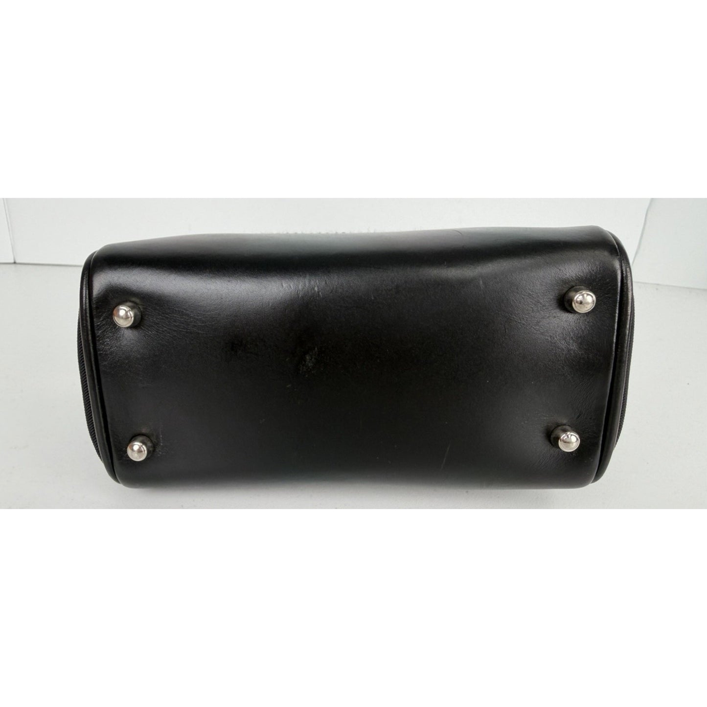 Gucci Nylon and Leather Tote Bag in Black with Metal Charm Vintage S04