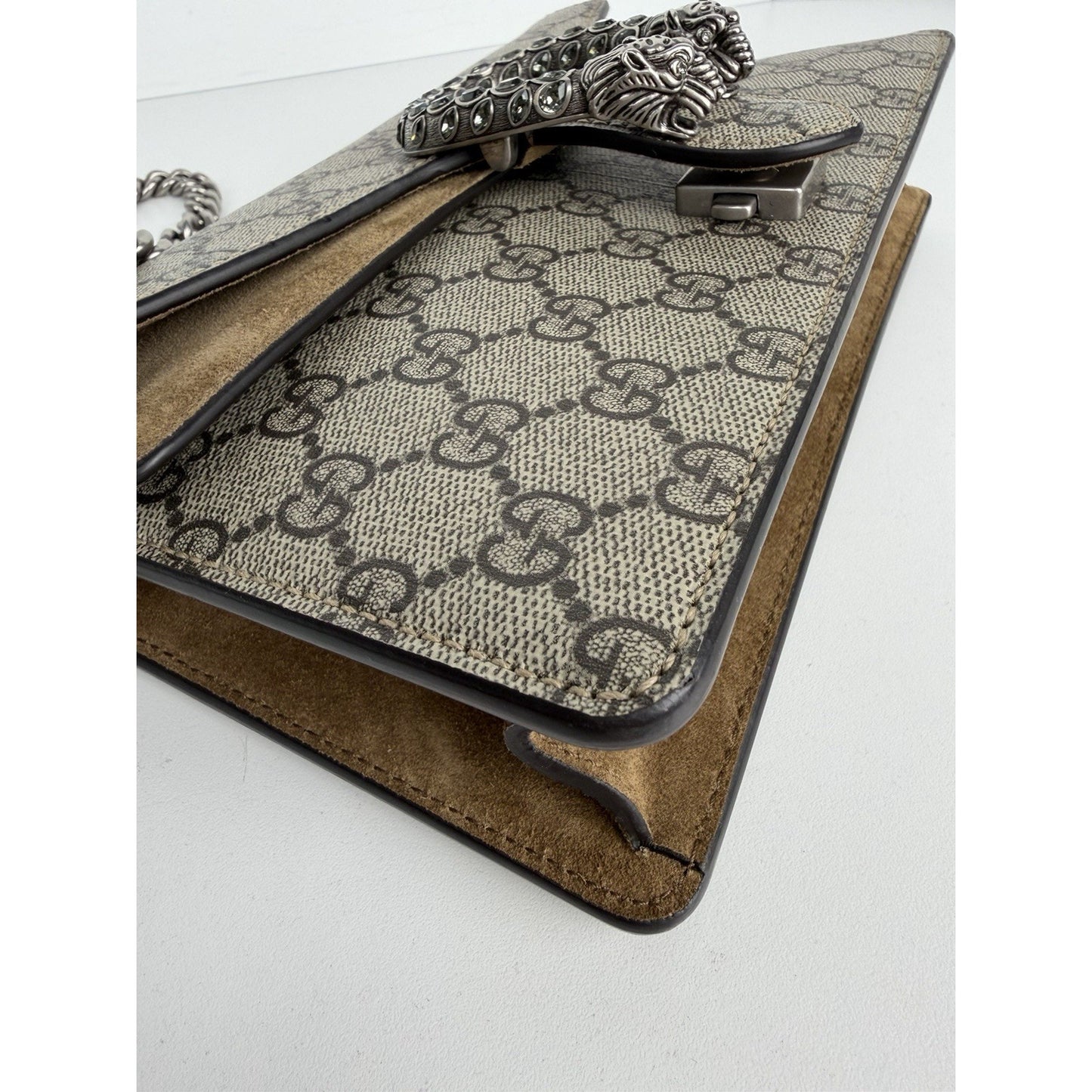 Gucci GG Supreme Monogram Dionysus Small Shoulder Bag Coated Canvas & Suede S15