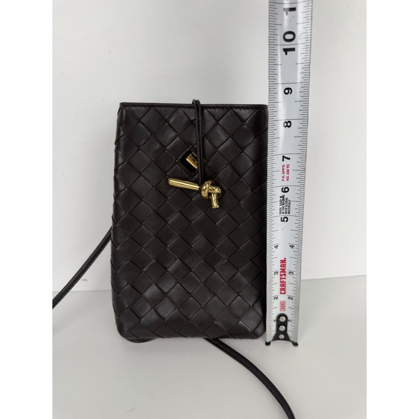 Bottega Veneta Andiamo Phone Pouch Bag in Dark Brown Intrecciato Leather NFC S08