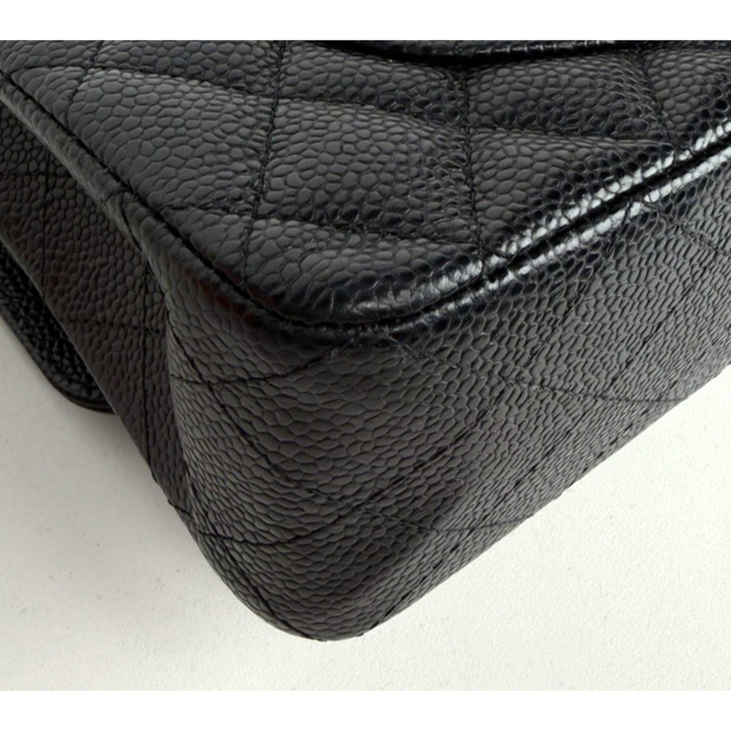 Chanel Classic Double Flap Small Bag Black Caviar Leather Silver Hardware NFC D7