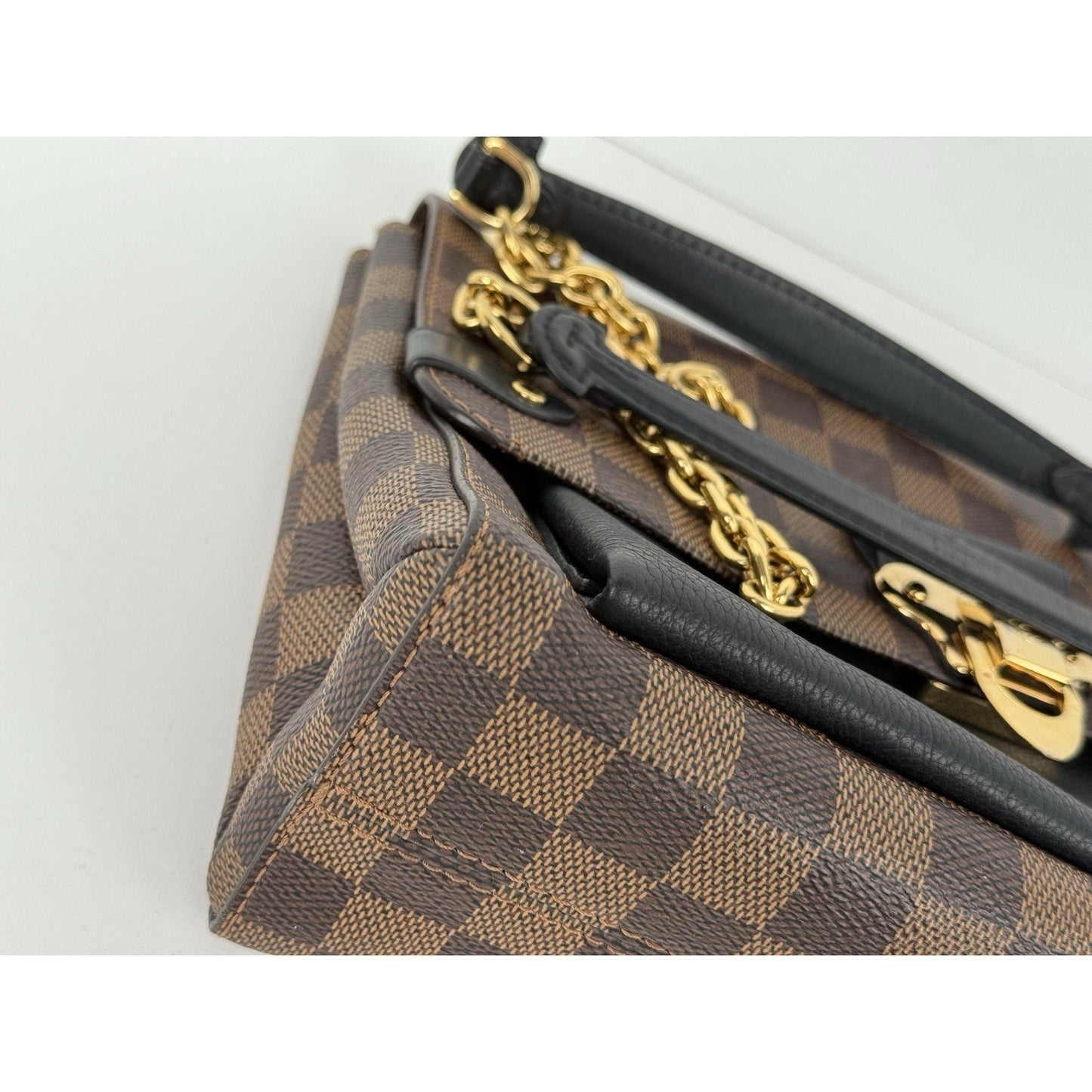 Louis Vuitton Vavin Damier Ebene Chain Strap Shoulder Bag in Brown Coated Canvas