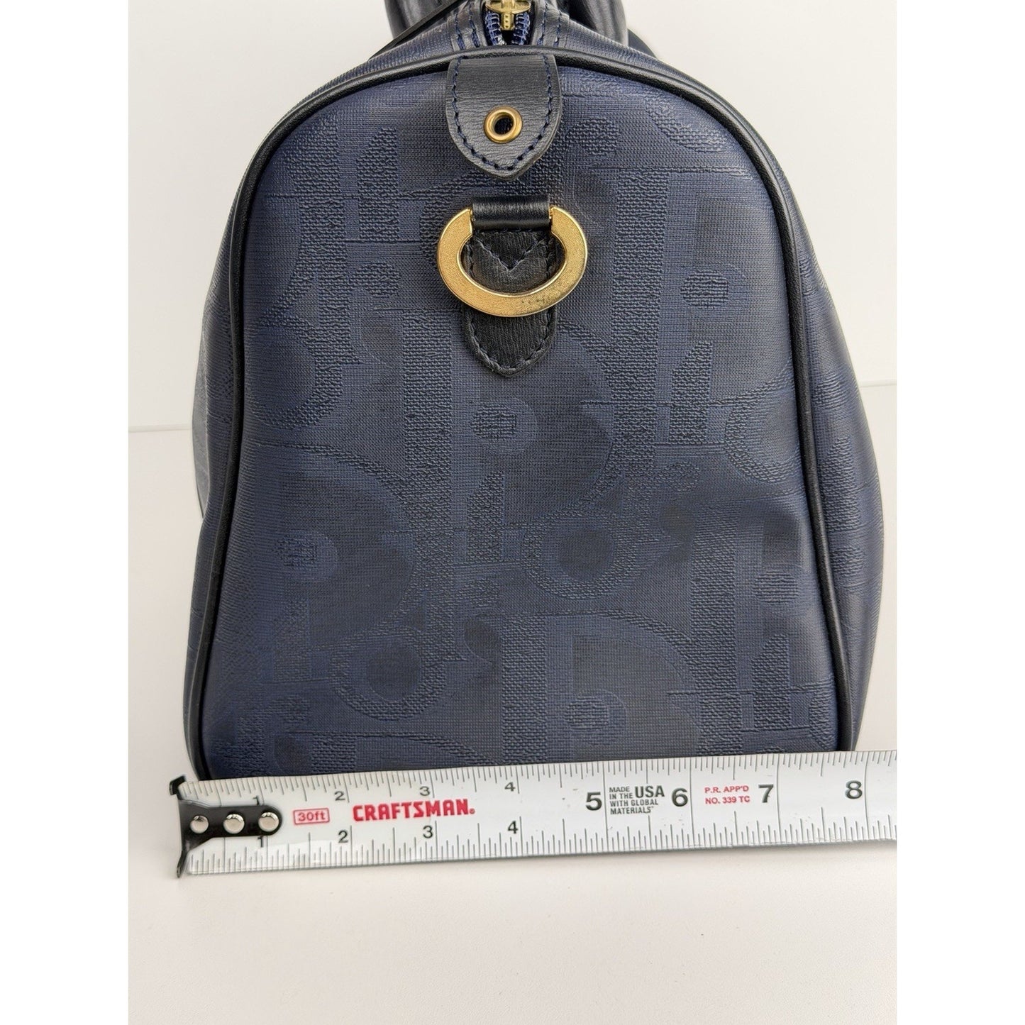 Christian Dior Trotter Boston 40 Bag Vintage in Navy Coated Canvas S