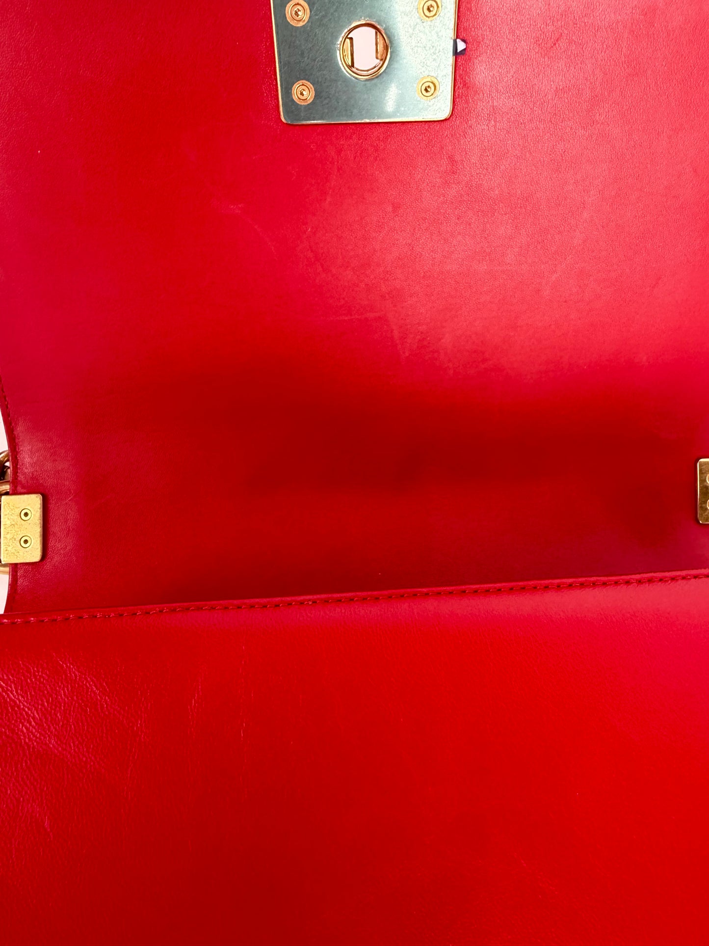 Chanel Boy Bag Medium in Red Lambskin Leather Gold Hardware 2015-2016 YE-8