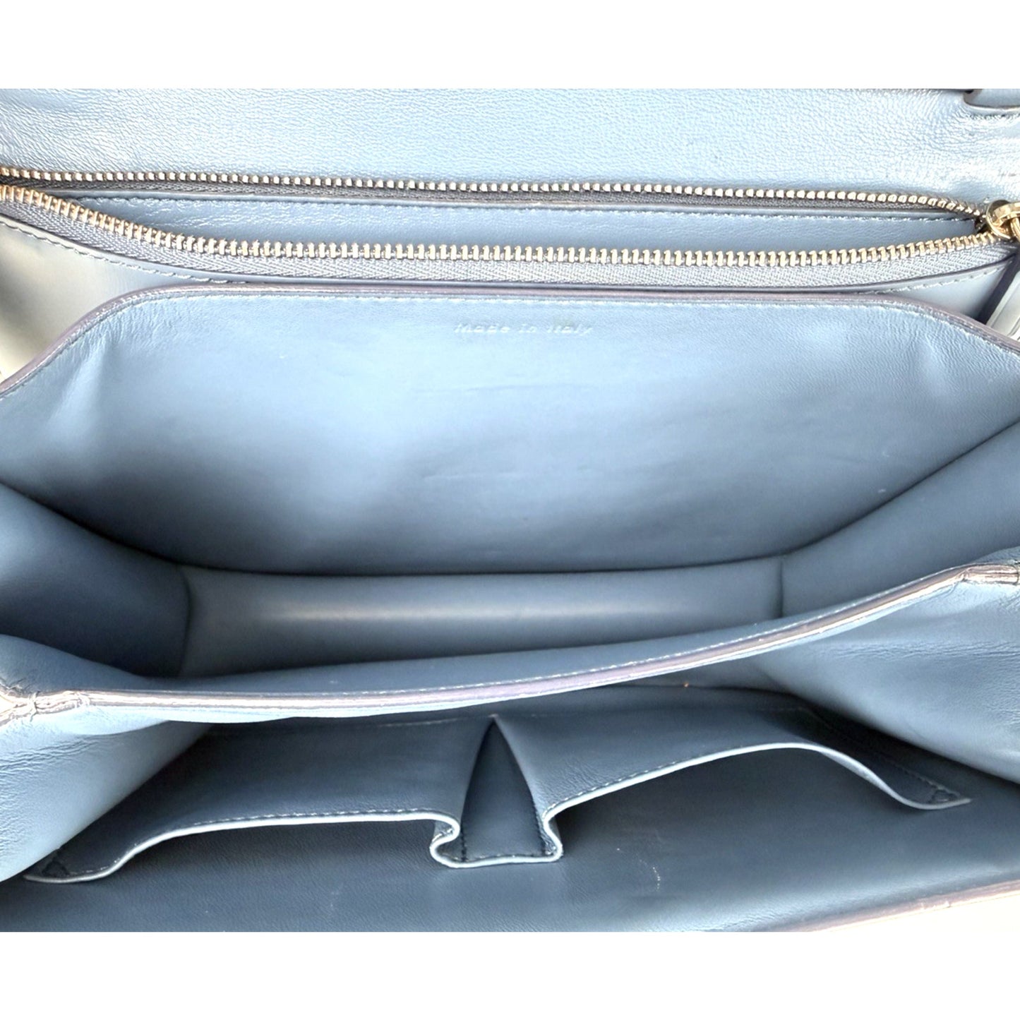 Celine Classic Box Flap Medium Bag in Blue Liege Calfskin Leather S