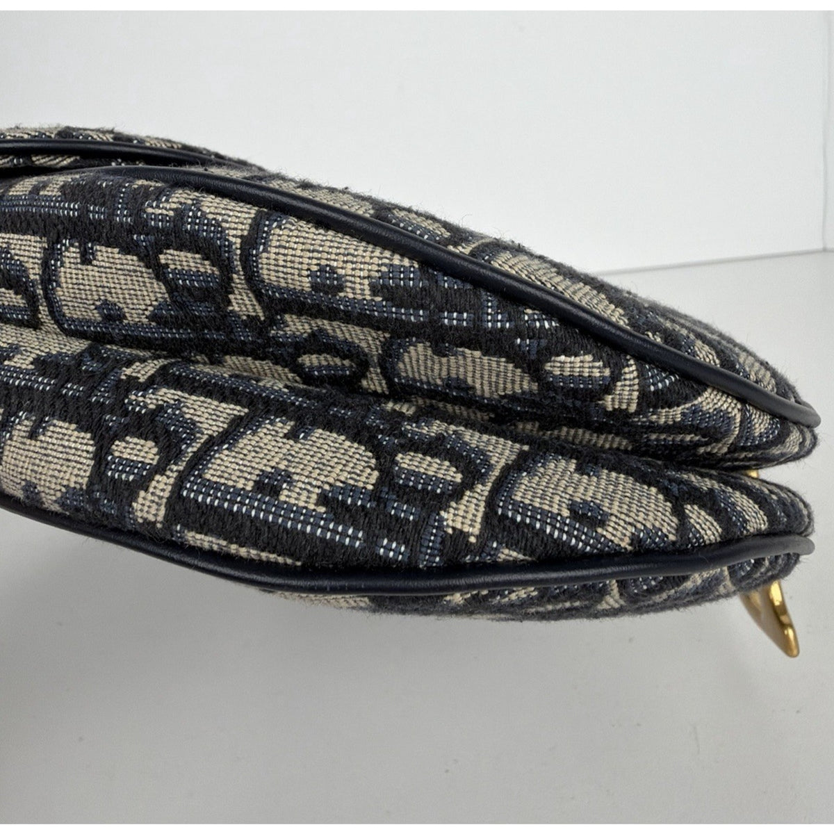 Christian Dior Blue Oblique Jacquard Saddle Medium Bag C-4