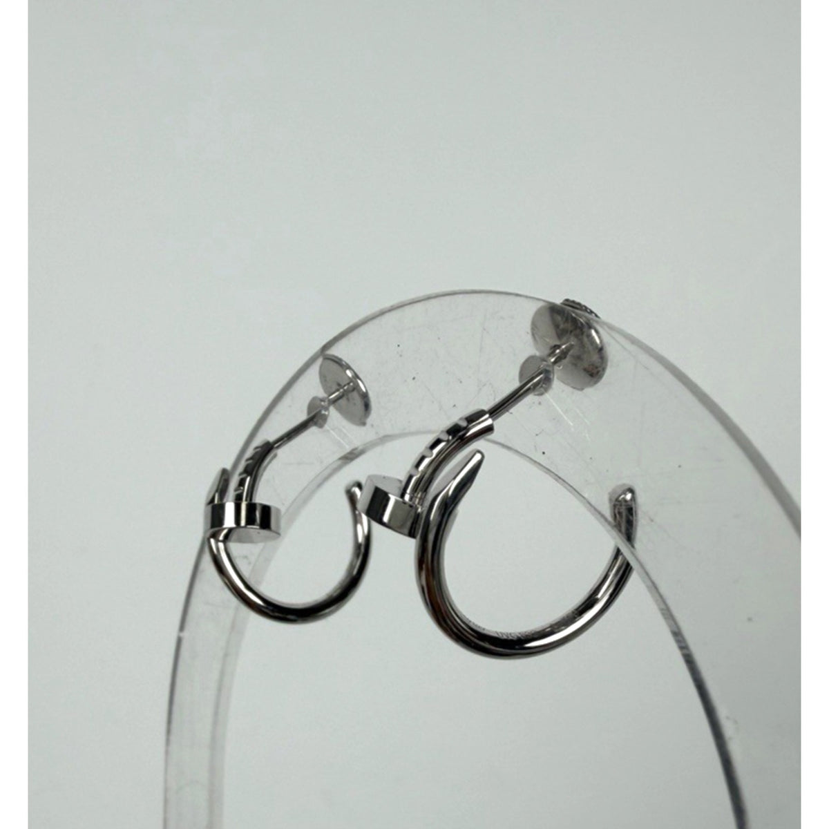 Cartier Juste Un Clou Hoop Mini Earrings Wrapped Nail in 18k White Gold