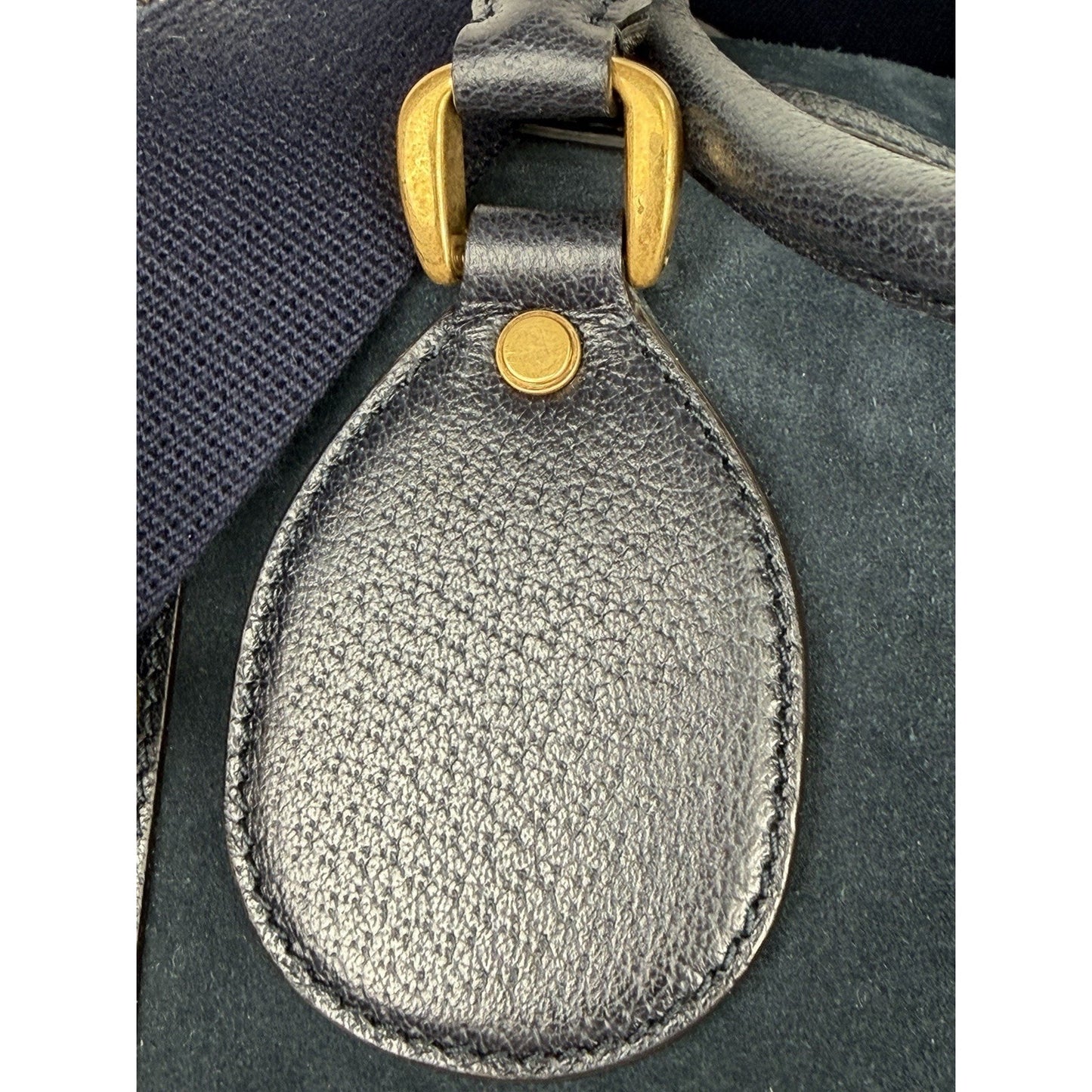 Gucci Neo Vintage Duffle Bag Medium in Dark Blue Suede With Leather Trim