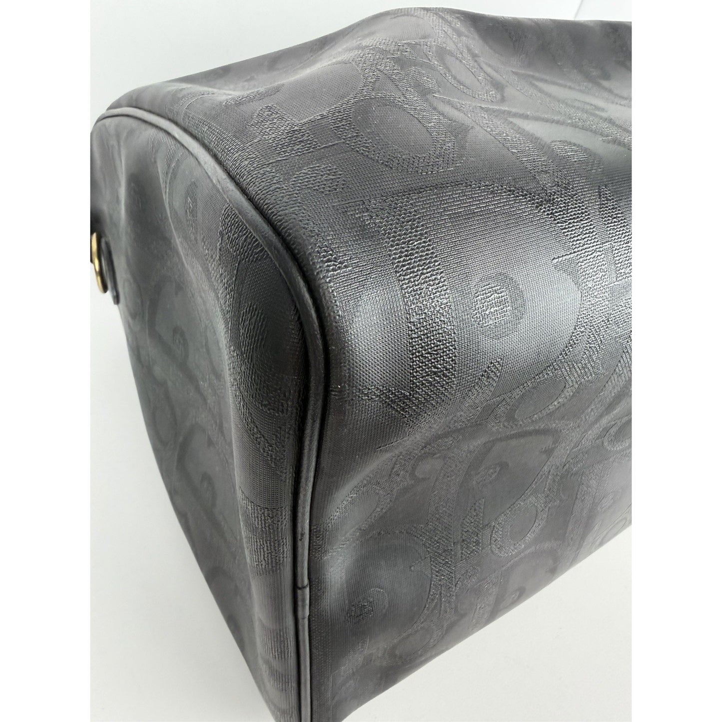 Christian Dior Trotter Boston Travel Duffel Bag Vintage in Black Leather S