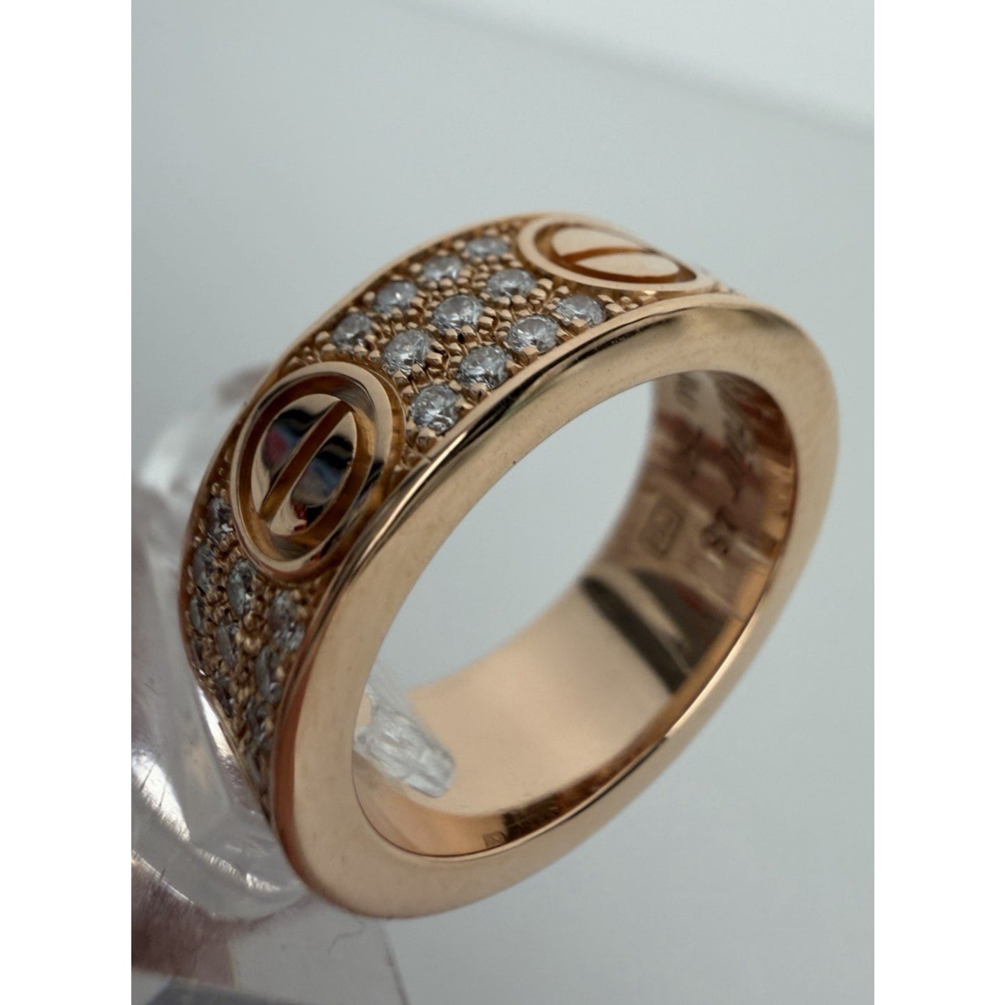 Cartier LOVE Ring 18k Rose Gold Pave-Set Diamonds 5.5 Size 48