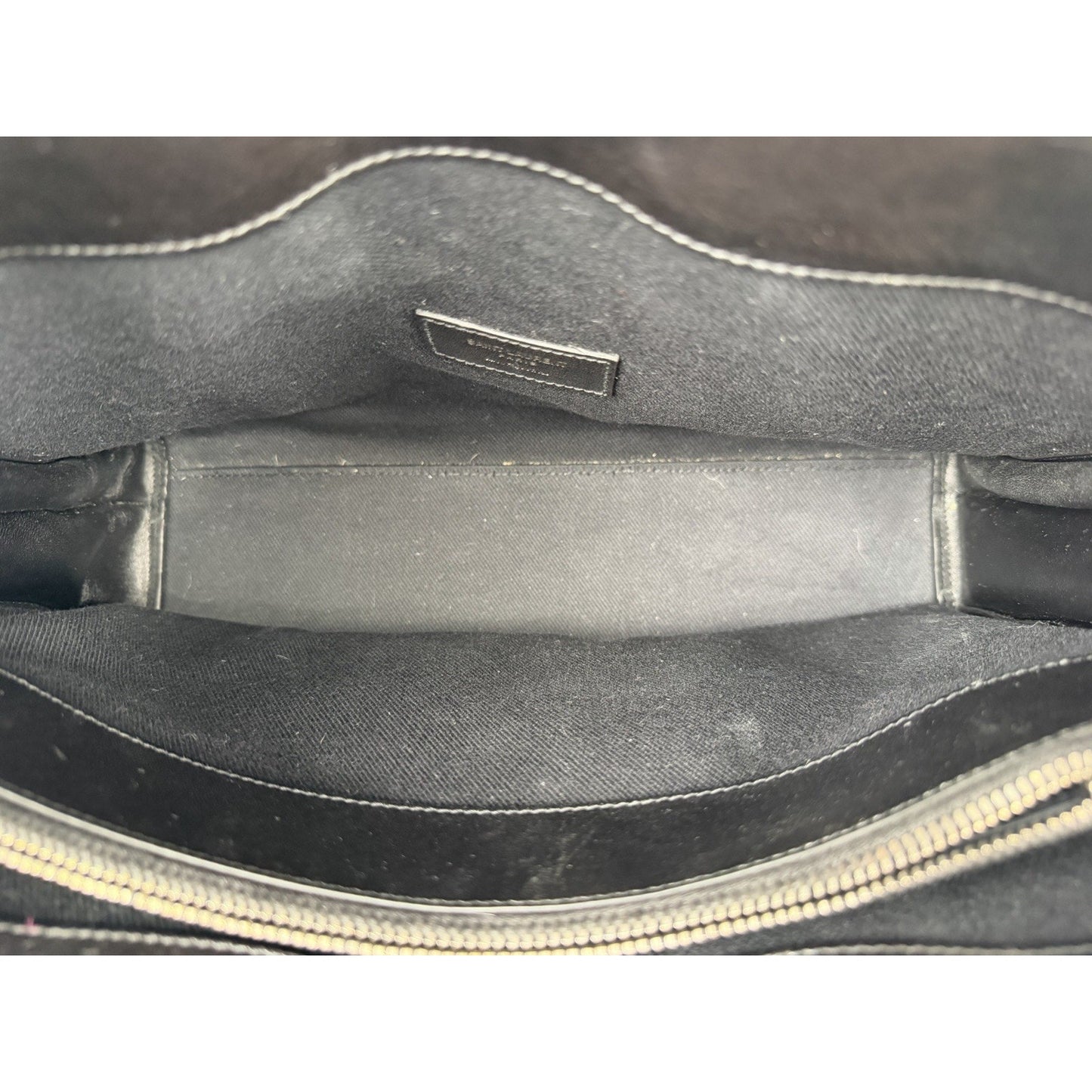 Saint Laurent Woven Sac de Jour Top Handle Bag Small in Black Leather S