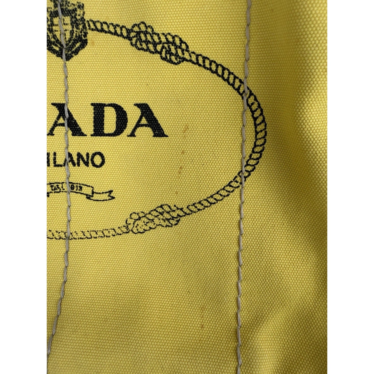 Prada Canapa Tote Bag Large in Yellow Canvas with Black Logo S-12