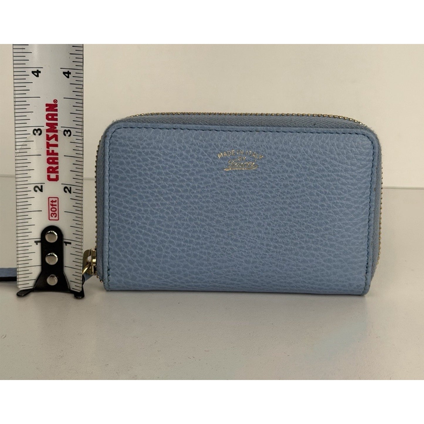 Gucci Continental Wallet Swing Compact Calfskin Leather in Light Blue K1