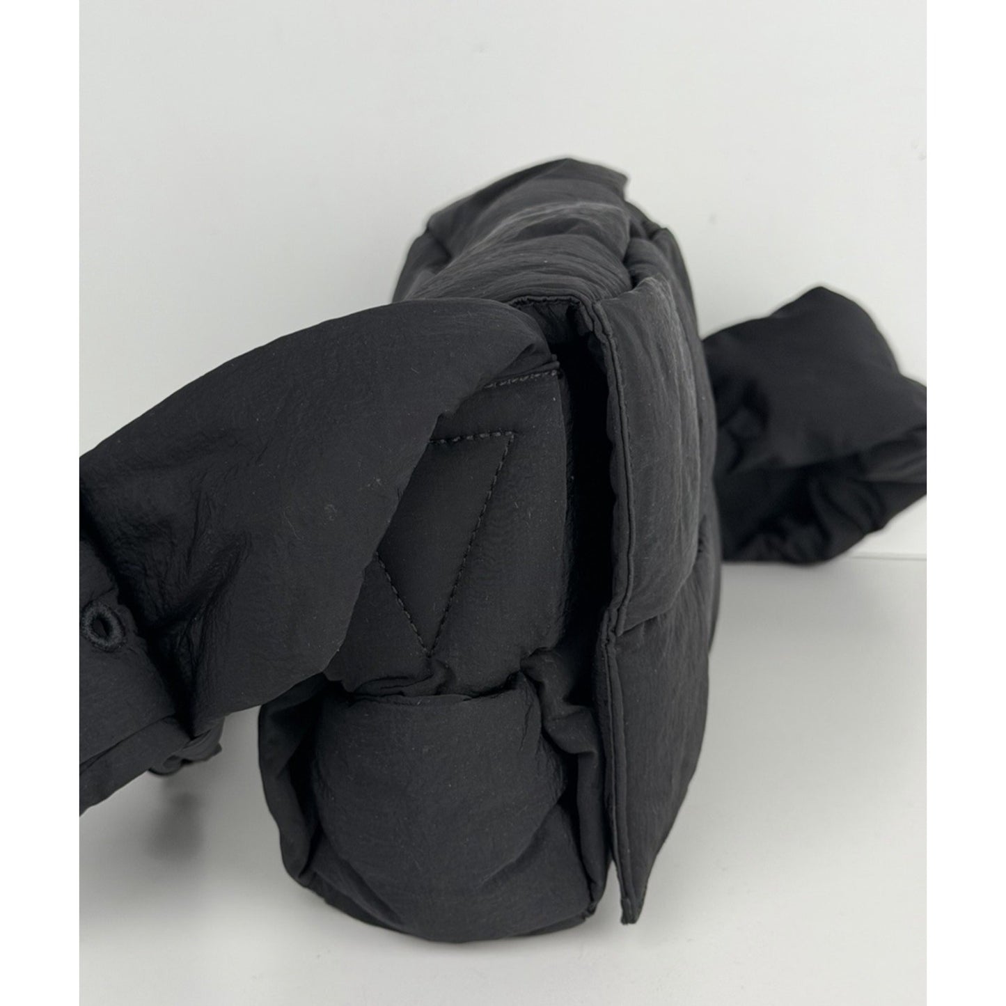 Bottega Veneta Black Nylon Shoulder Bag with Attached Pouch S
