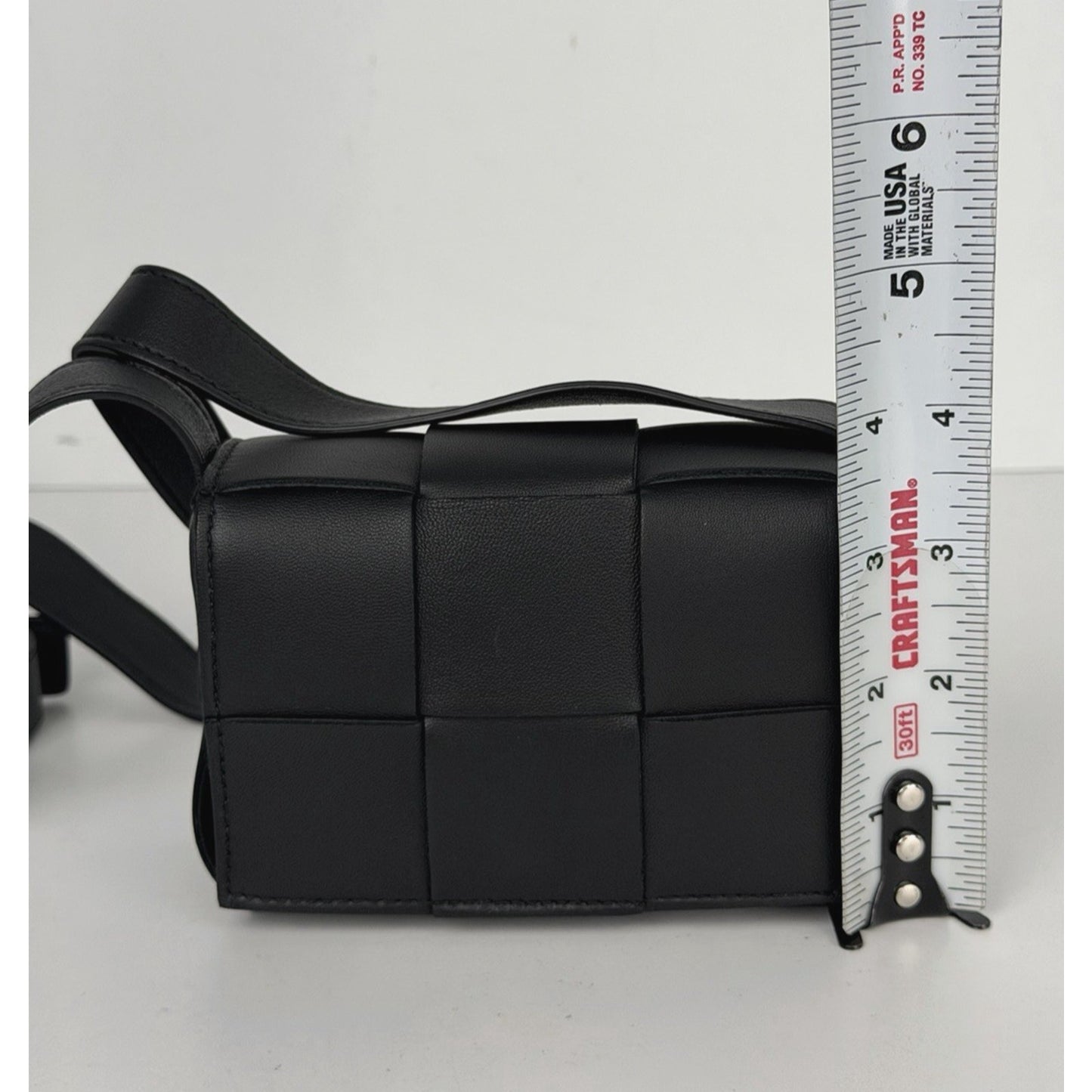Bottega Veneta Cassette Intrecciato Crossbody Extra Mini Bag Black Lambskin K1