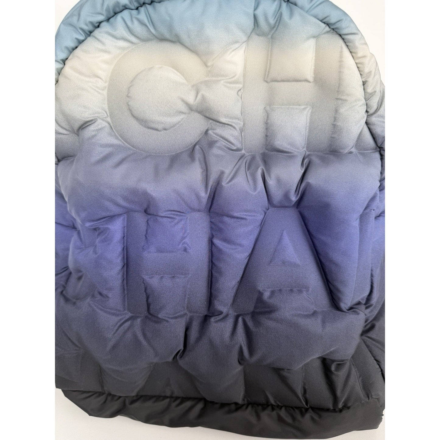 Chanel Doudoune Puffer Backpack in Blue Ombre Logo Embossed Nylon 2018 B-6