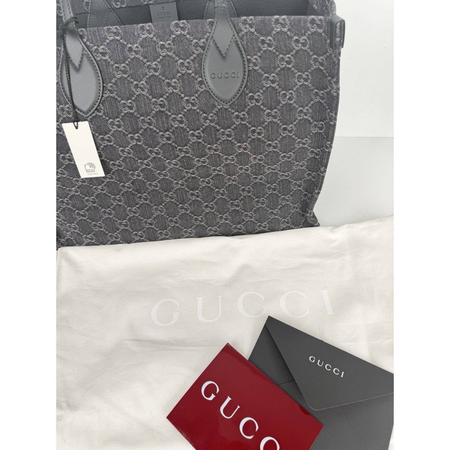 Gucci Ophidia Tote Bag Large in Black GG Monogram Denim S